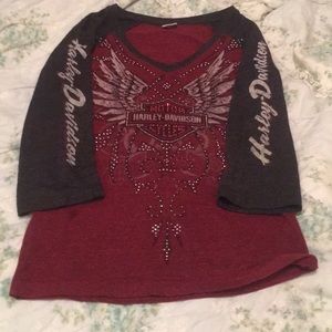 Harley Davidson 3/4 sleeve shirt